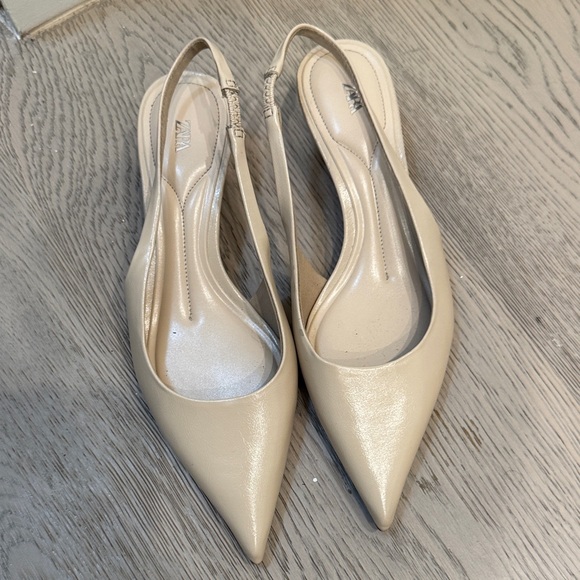 Zara Cream Slingback Heels - Picture 3 of 5